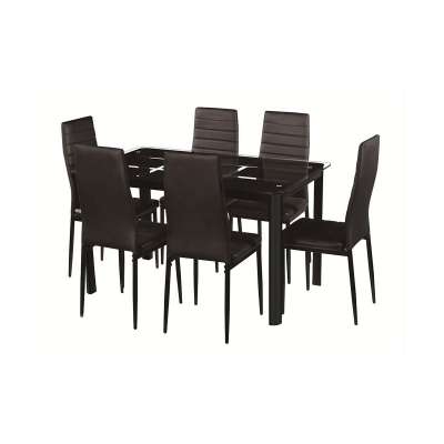 Small Hideaway Space Saving Kitchen Furniture Banquet Modern Glass Top Dinning Dining Table And 6 Chair Set