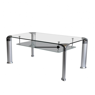 Most popular furniture glass center coffee table with aluminum legs CT002A