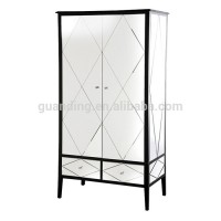 KD design 2 door black frame bedroom wardrobe with mirror