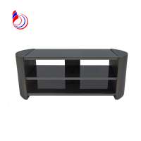 Wooden tv stand black silk screen tempered contracted glass tv stand