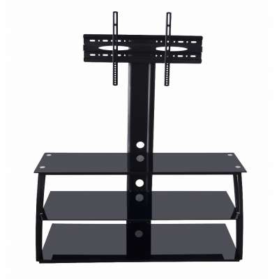 New design modern adjustable black tempered glass LCD TV stand in China