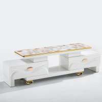 Excellent Furniture white Cheap Modern marble TV bench or TV cabinet