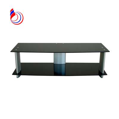 Black High-tempered Silk screen glass tv stand tv wall unit design RA022