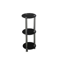 3 tier small round metal glass distressed side table