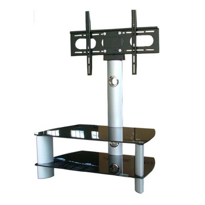 Motorized tv lift modern glass shelves TV stand