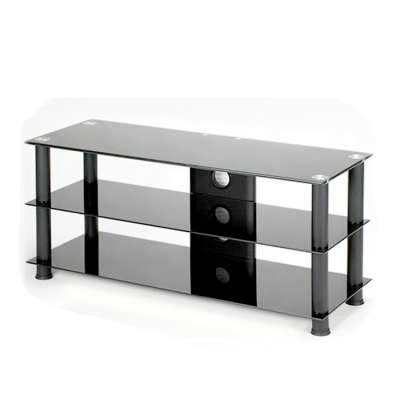 Black high glossy rectangle three layer glass tv stand RA025