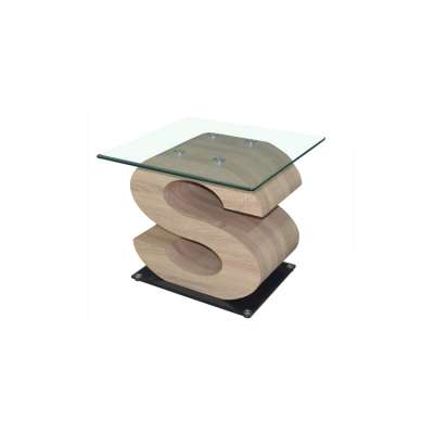 Wood and Glass S Shape Coffee Table CT032